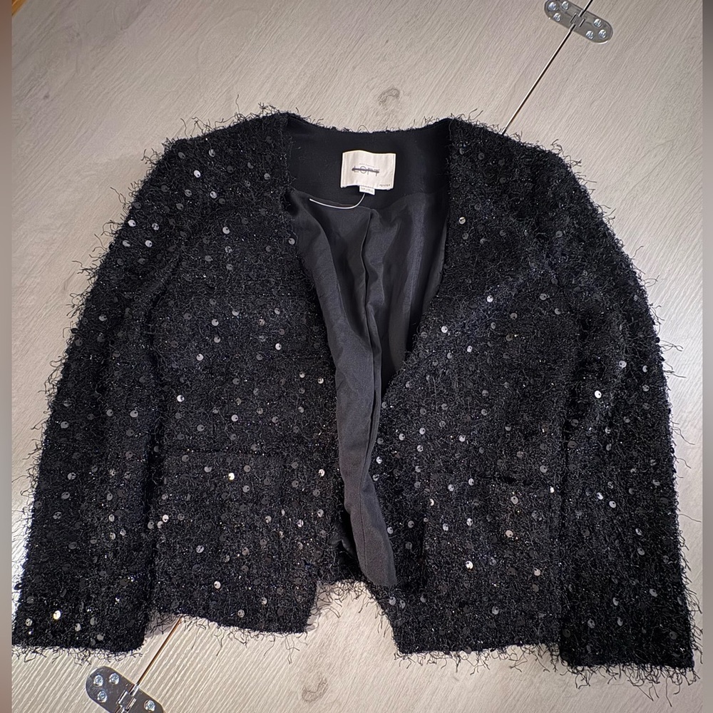 Ann Taylor‎ Black and Gold Textured Blazer